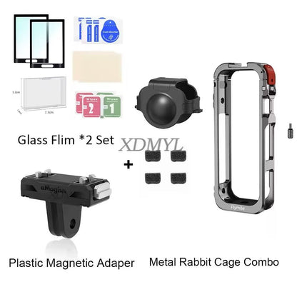Aluminum Protective Rabbit Cage For Insta360 X5 With Lens Cover  Cold Shoe Mount 11
