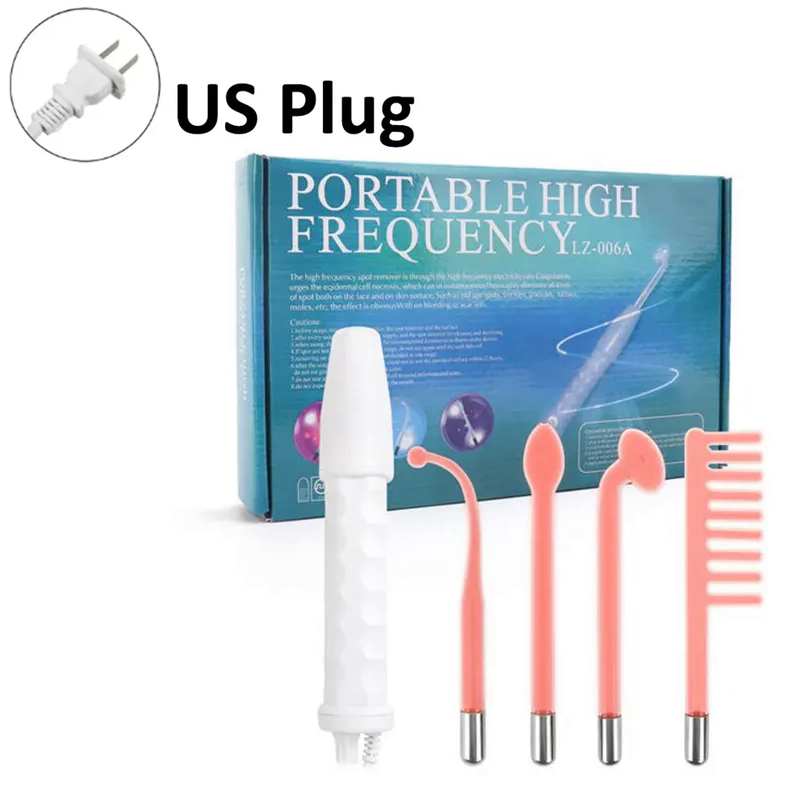 4-in-1 Handheld Electric Face Skin Beauty Tool Portable High Frequency Facial Therapy Wand for Acne Treatment & Skin T