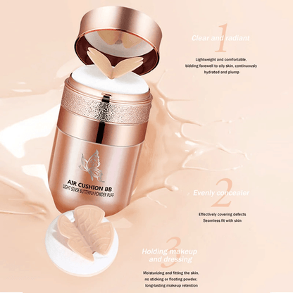 Air Cushion BB Cream Foundation  Moisturizing Waterproof And OilControl Coverage With Butterfly Puf 2