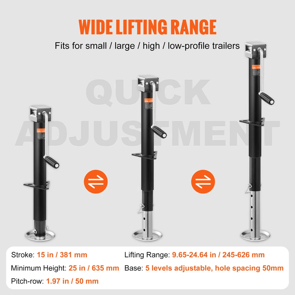 Heavy Duty Trailer Jack A Frame Bolt On Tongue Jack W Drop Leg 6