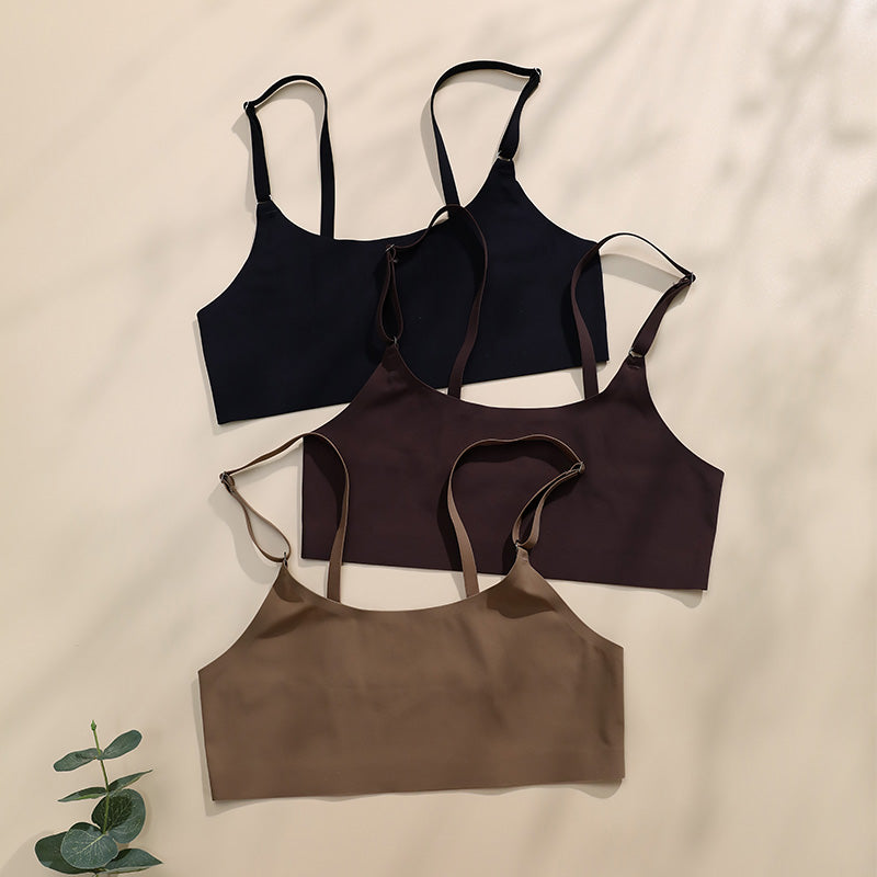 Latest Design Wireless Bra Stylish Solid Seamless Underwear For Women Breathable Ice Silk Fabric Wi 1