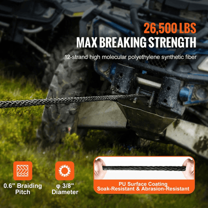 Synthetic Winch Rope Breaking Strength Winch Line Cable For SUV  Truck Off Road Recovery 1