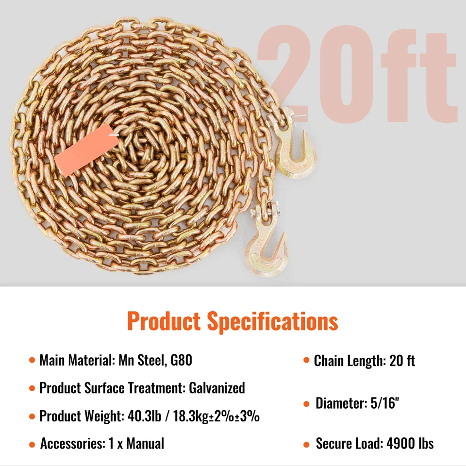 Binder Chain G80 Tow Chain With Hooks Heavy Duty Transport Chain 1