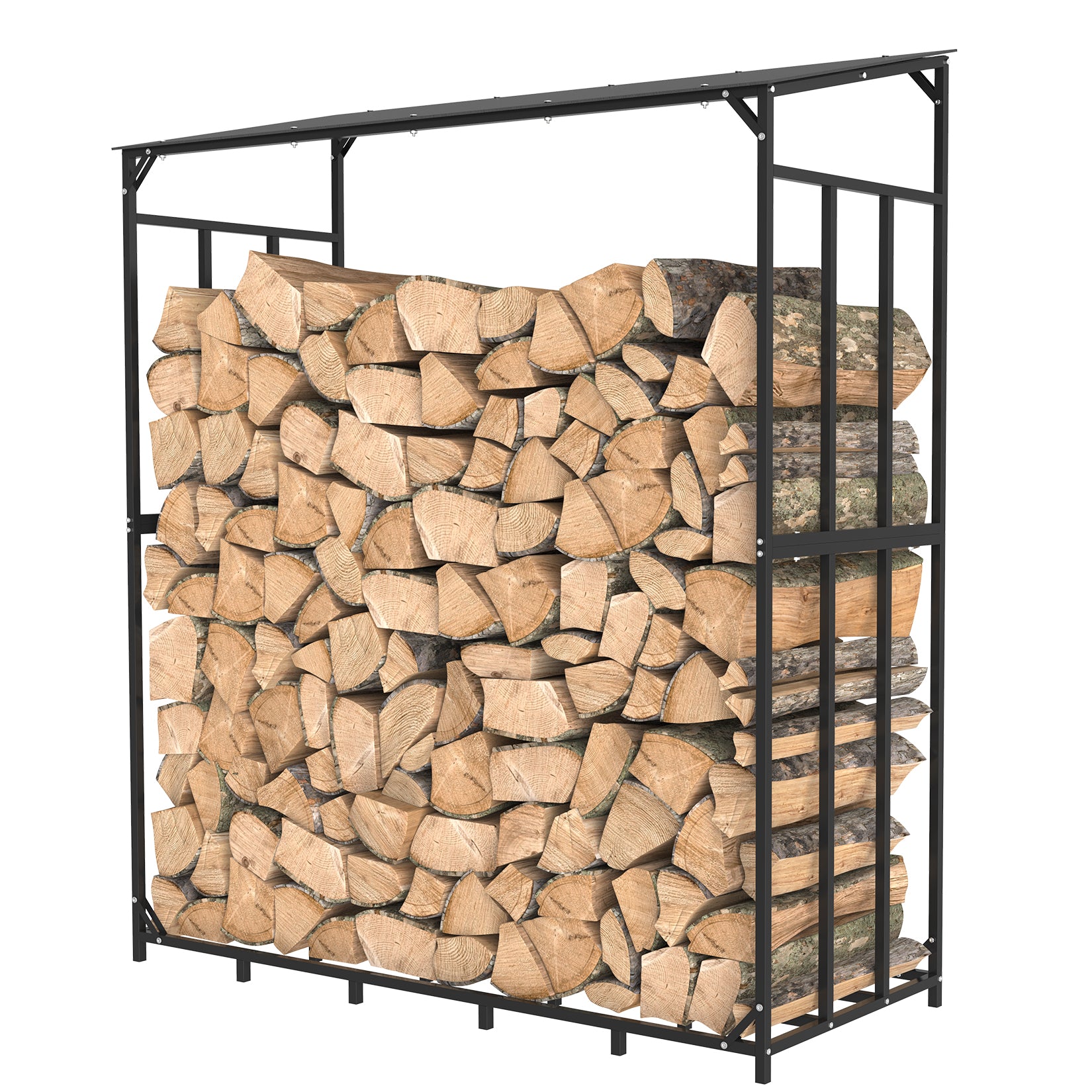 Heavy Duty Outdoor Firewood Rack with Waterproof Cover, Square Strong Stand for Fireplace & Garden Firewood Storage