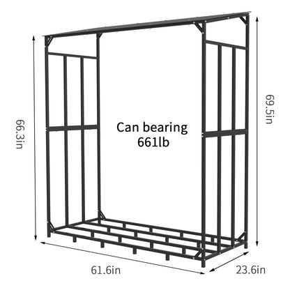 Heavy Duty Outdoor Firewood Rack with Waterproof Cover, Square Strong Stand for Fireplace & Garden Firewood Storage