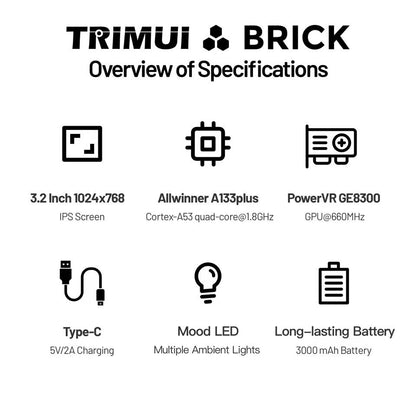 TRIMUI BRICK Retro Handheld Gaming Console  LED Keys 32 IPS Screen Linux System 8