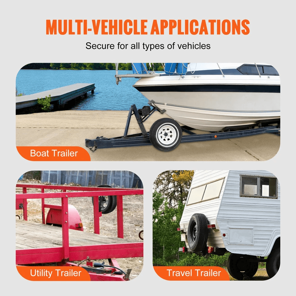 Premium Trailer Spare Tire Carrier Mount Lug Wheels No Drill Bolt On Bracket 4