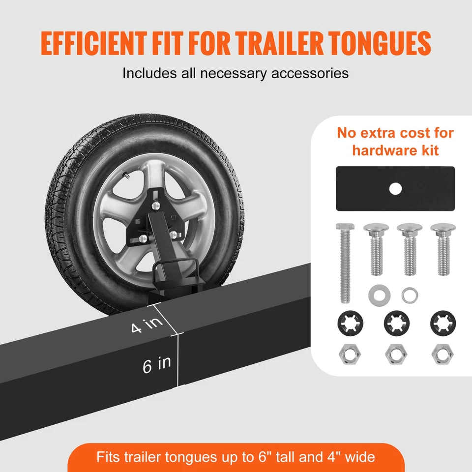 Premium Trailer Spare Tire Carrier Mount Lug Wheels No Drill Bolt On Bracket 5