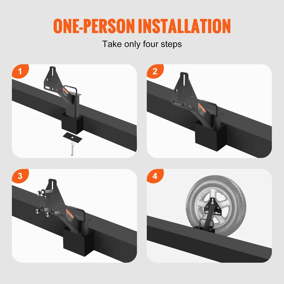 Premium Trailer Spare Tire Carrier Mount Lug Wheels No Drill Bolt On Bracket 2