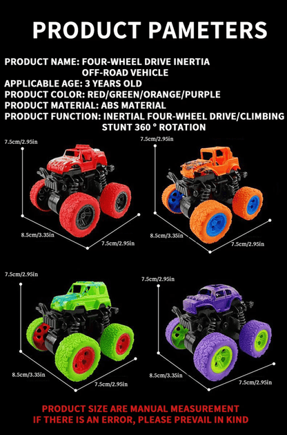 Inertial 4Wheel Drive OffRoad Stunt Car  Durable 360 Climbing Toy Vehicle For Kids 4