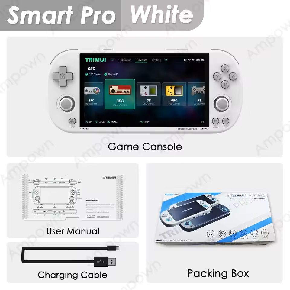 Smart Pro Retro Handheld Game Console – 4.96in IPS Display with RGB Joystick Lights