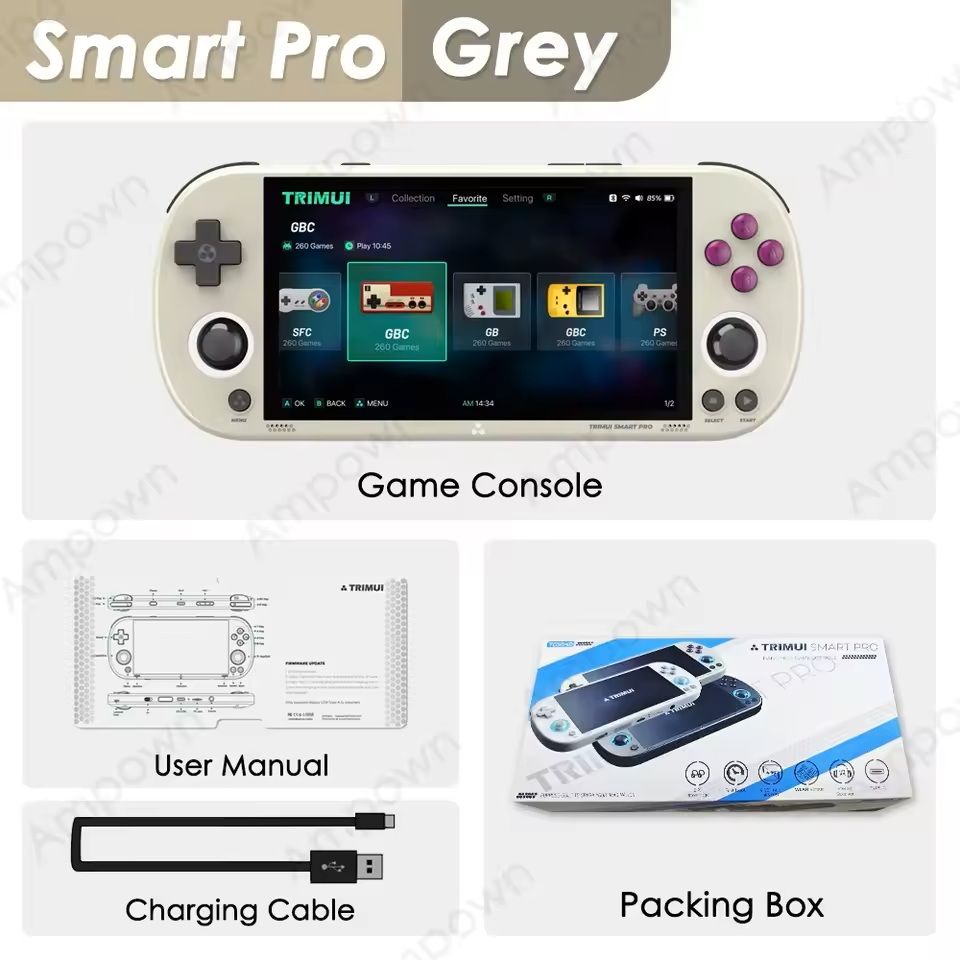 Smart Pro Retro Handheld Game Console  496in IPS Display With RGB Joystick Lights 1