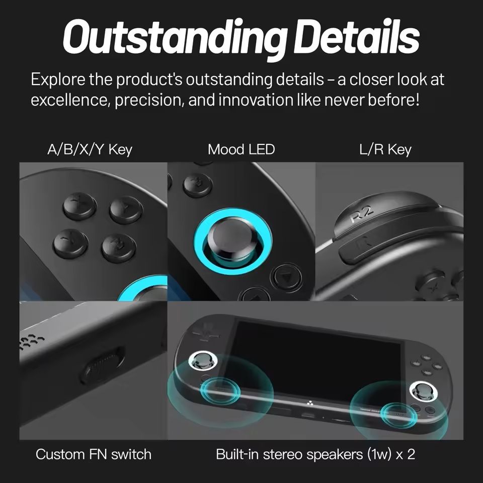 Smart Pro Retro Handheld Game Console  496in IPS Display With RGB Joystick Lights 2