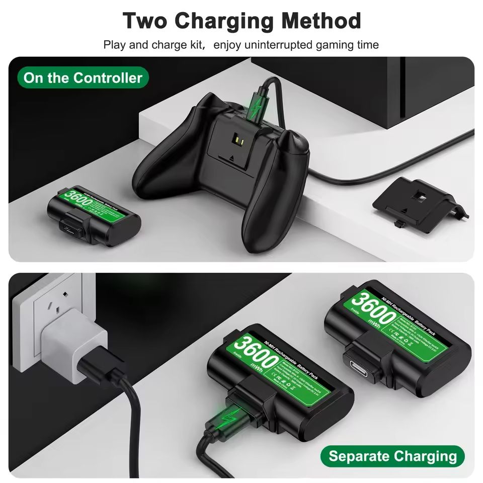 Rechargeable 2Pack Battery Set With Charging Cable For Xbox Series XS And Xbox One 3