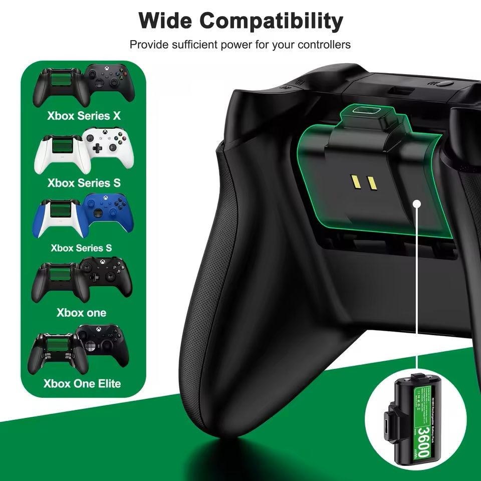 Rechargeable 2Pack Battery Set With Charging Cable For Xbox Series XS And Xbox One 4