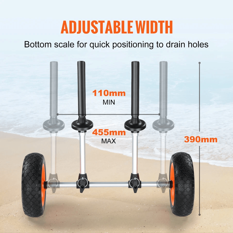 Adjustable Kayak Cart Canoe Boat Carrier Solid Tires Width Adjustable 4