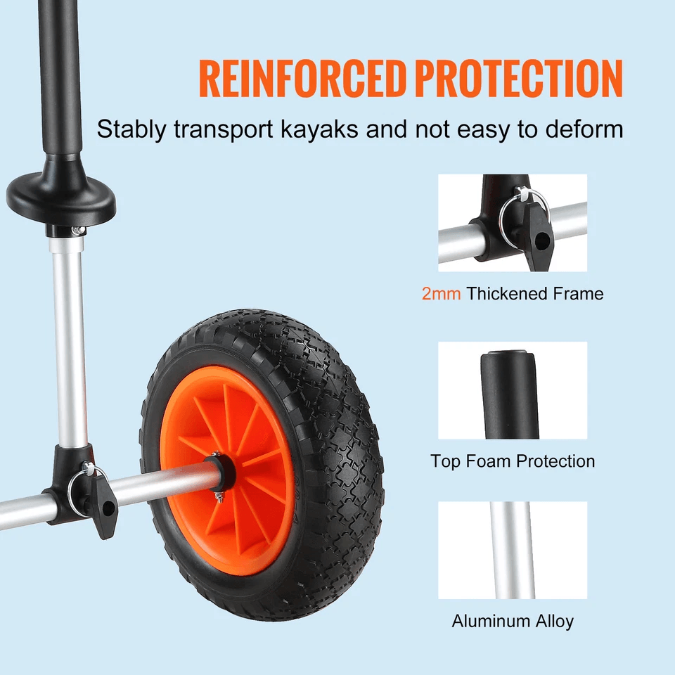 Adjustable Kayak Cart Canoe Boat Carrier Solid Tires Width Adjustable 3