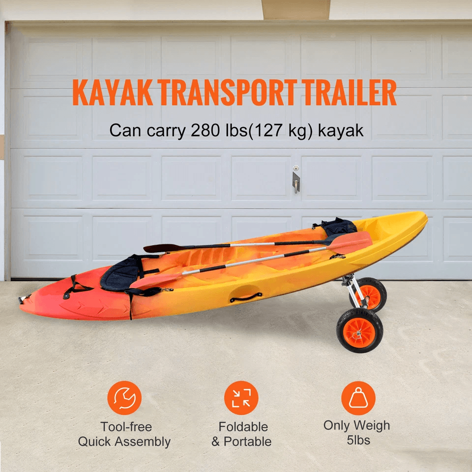 Adjustable Kayak Cart Canoe Boat Carrier Solid Tires Width Adjustable 1
