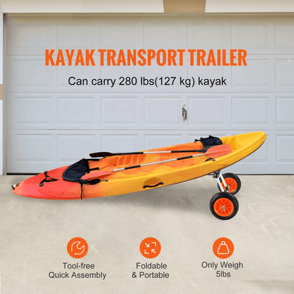Adjustable Kayak Cart Canoe Boat Carrier Solid Tires Width Adjustable 1