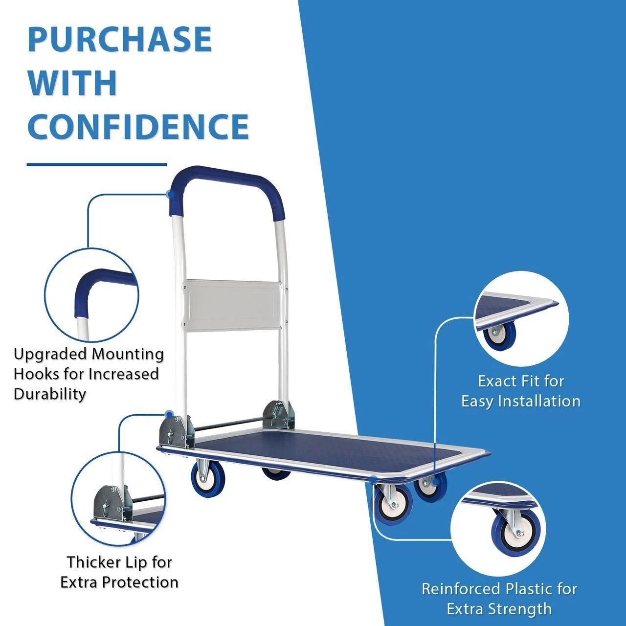 HeavyDuty Folding Hand Truck Dolly Cart With 330lbs Capacity  Compact Luggage Cart  Moving Trolley  3