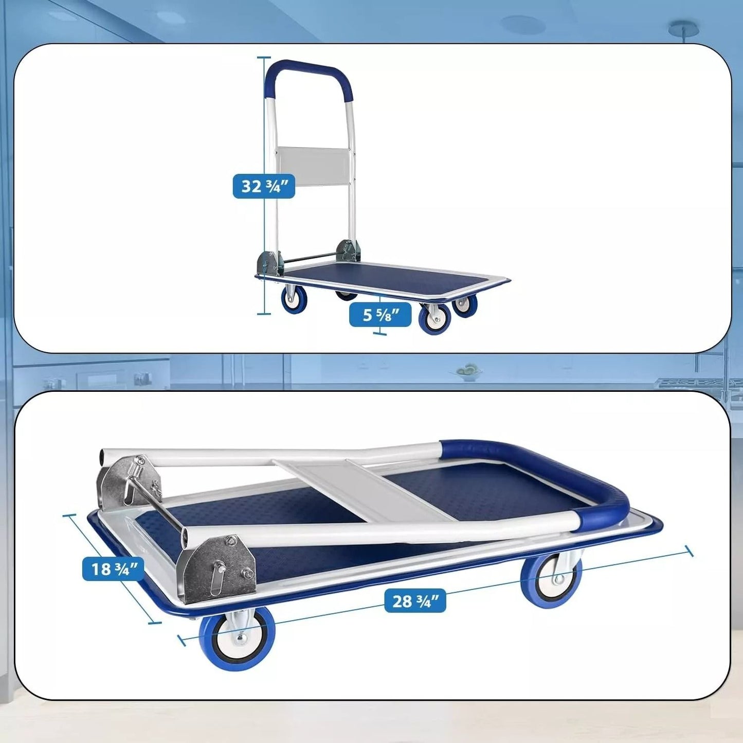 HeavyDuty Folding Hand Truck Dolly Cart With 330lbs Capacity  Compact Luggage Cart  Moving Trolley  5