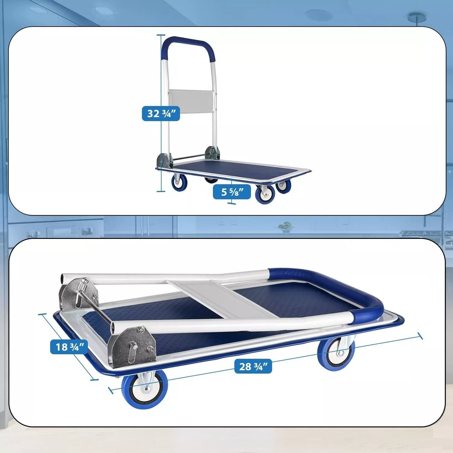 HeavyDuty Folding Hand Truck Dolly Cart With 330lbs Capacity  Compact Luggage Cart  Moving Trolley  5
