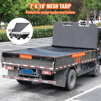 Dump Truck Mesh Tarp Heavy Duty PVC Double Pockets  Brass Grommets For Trailer  Dump Trailer Shade 4