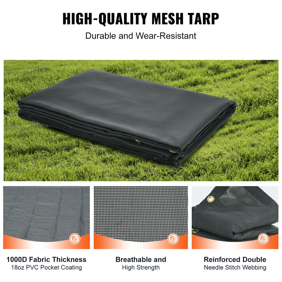 Dump Truck Mesh Tarp Heavy Duty PVC Double Pockets  Brass Grommets For Trailer  Dump Trailer Shade 1