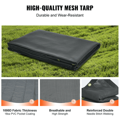 Dump Truck Mesh Tarp Heavy Duty PVC Double Pockets  Brass Grommets For Trailer  Dump Trailer Shade 1