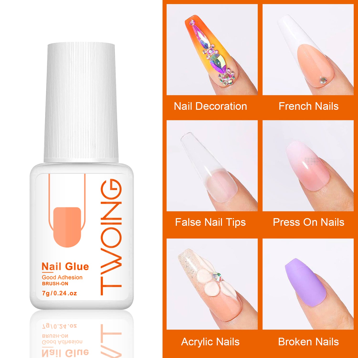 Super Strong Nail Glue for Acrylic & Press On Nails, Quick Lasting Adhesion for Fake Nails & Tips