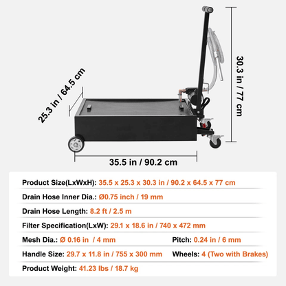 Low Profile Oil Drain Pan With Electric Pump  Swivel Casters Professional Fluid Disposal Cart 6