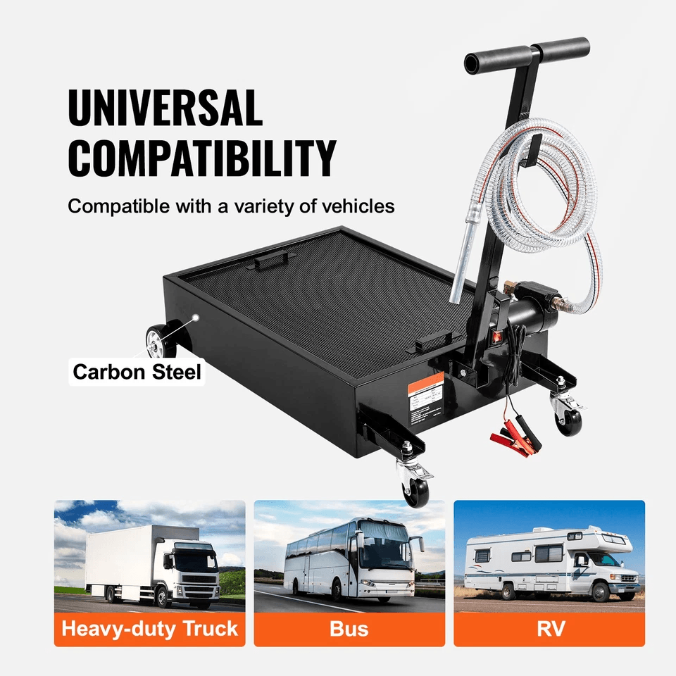 Low Profile Oil Drain Pan With Electric Pump  Swivel Casters Professional Fluid Disposal Cart 5