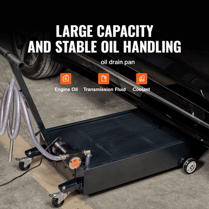 Low Profile Oil Drain Pan With Electric Pump  Swivel Casters Professional Fluid Disposal Cart 1