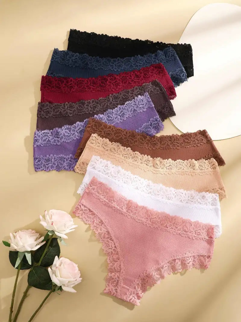 Women Cotton Panties Floral Lace Intimate Underwear Trendy Patchwork Briefs  Soft Underpants 1