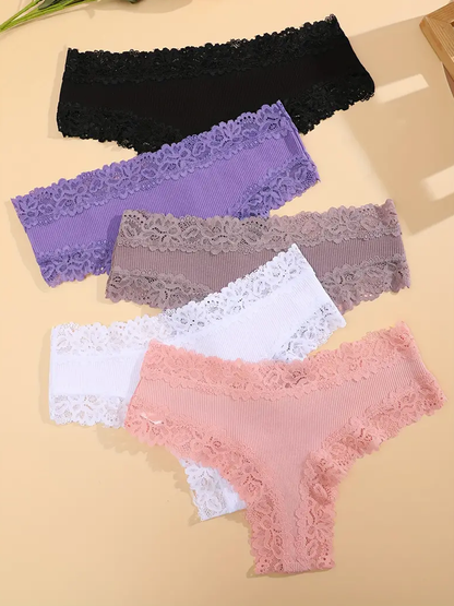 Women Cotton Panties Floral Lace Intimate Underwear Trendy Patchwork Briefs  Soft Underpants 9
