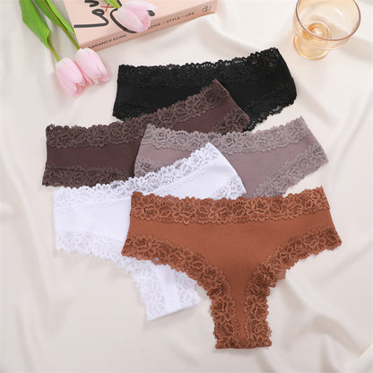 Women Cotton Panties Floral Lace Intimate Underwear Trendy Patchwork Briefs  Soft Underpants 8