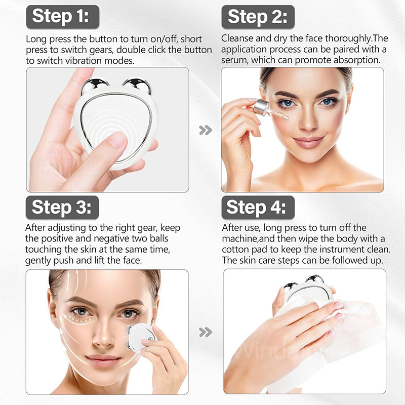Microcurrent Roller Massager Portable EMS Beauty Device For Facial Lifting Swelling Reduction  Skin 2