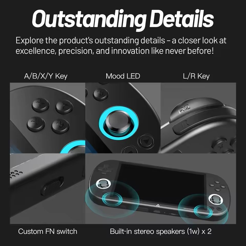Retro Handheld Game Console With Joystick And RGB Lighting 5 Inch Screen Smart System 1