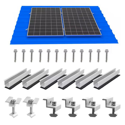 Solar Panel Mounting Bracket Kit with Mini Rails and Rubber Pads for Shingle and Slate Roofs