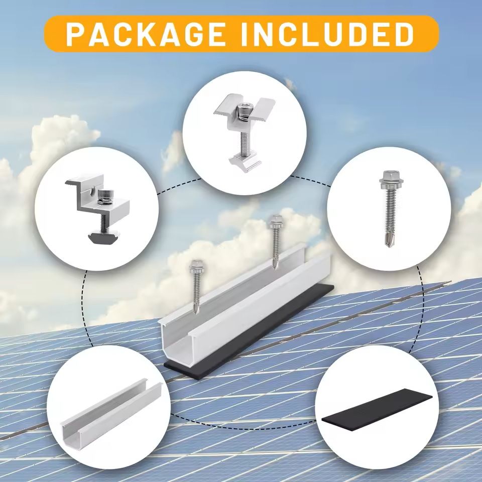 Solar Panel Mounting Bracket Kit With Mini Rails And Rubber Pads For Shingle And Slate Roofs 3
