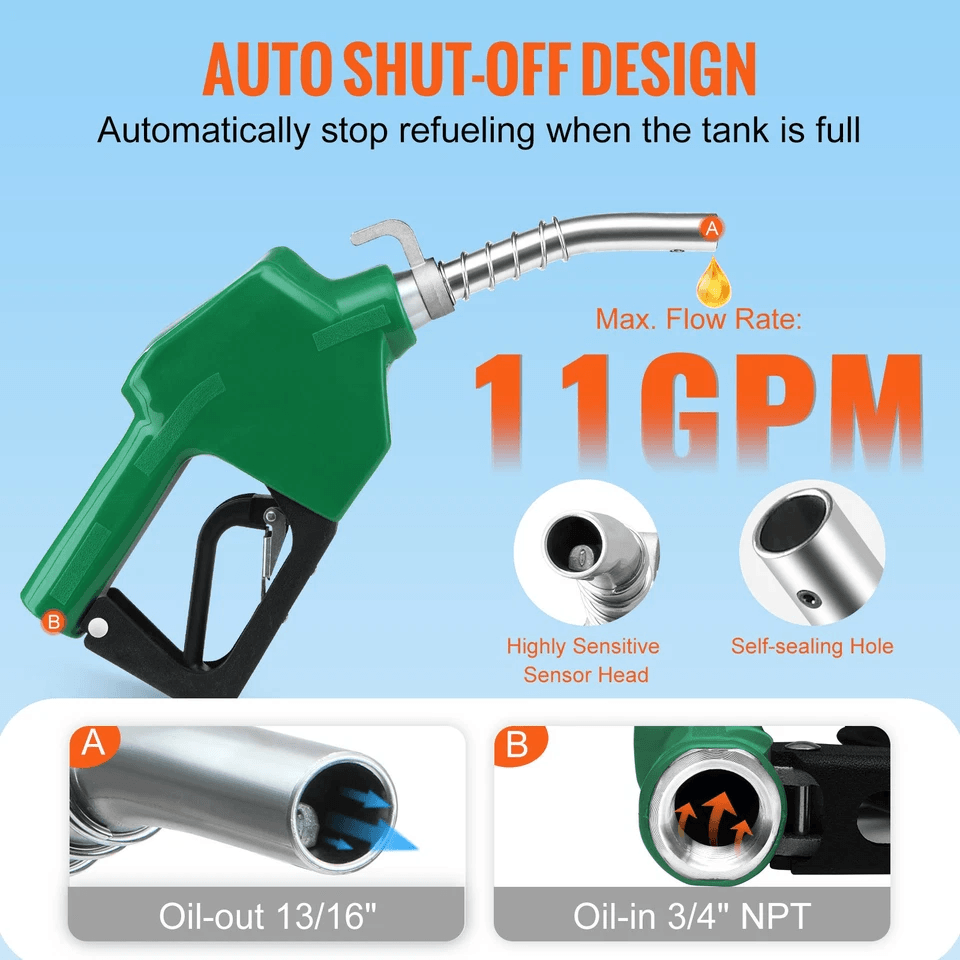Automatic Fuel Nozzle Shut Off NPT Fuel Refilling Nozzle Spout High Flow Diesel Pump 2