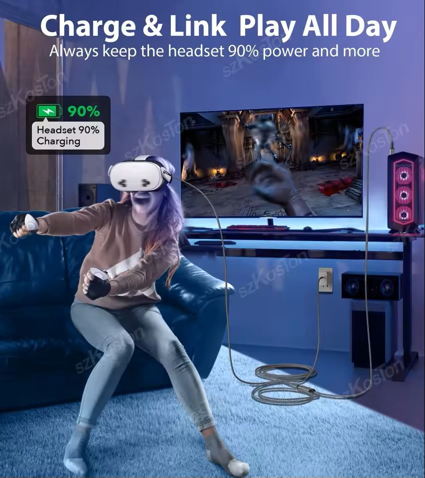 USB32 Gen1 VR Link Cable For Meta Quest 3 PICO 4 With Fast Charging And Data Transfer 3