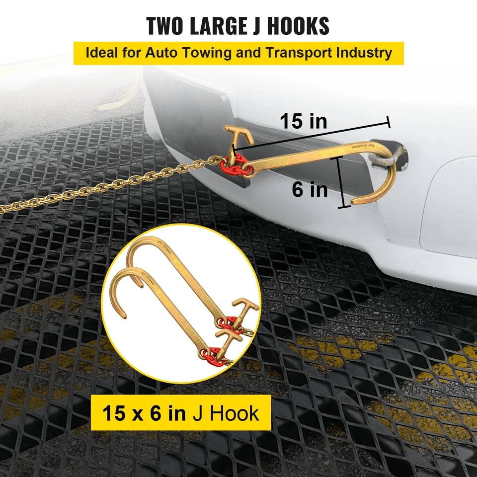 Heavy Duty G80 Tow Chain V Bridle  Grab Hooks For Tow Trucks 3