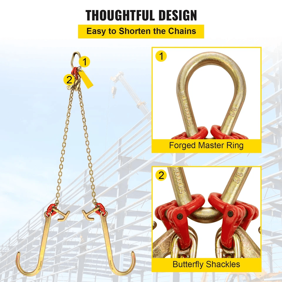 Heavy Duty G80 Tow Chain V Bridle  Grab Hooks For Tow Trucks 4