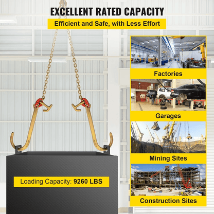 Heavy Duty G80 Tow Chain V Bridle  Grab Hooks For Tow Trucks 1