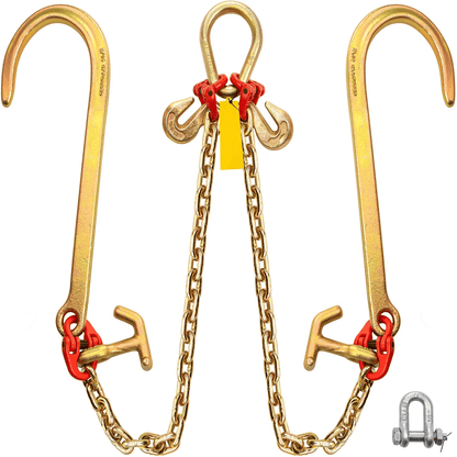 Heavy Duty G80 Tow Chain, V Bridle & Grab Hooks for Tow Trucks
