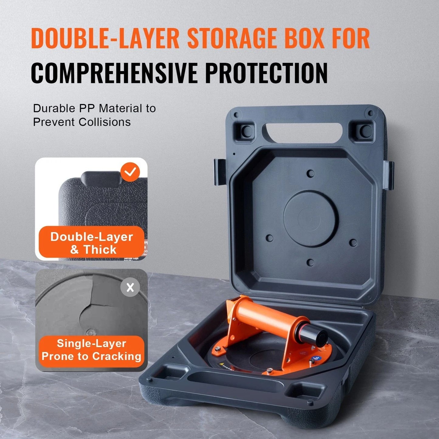 Industrial Grade Vacuum Suction Cup Glass Lifter 8 615 Lbs With ABS Handle PP Box HeavyDuty LeakPro 3