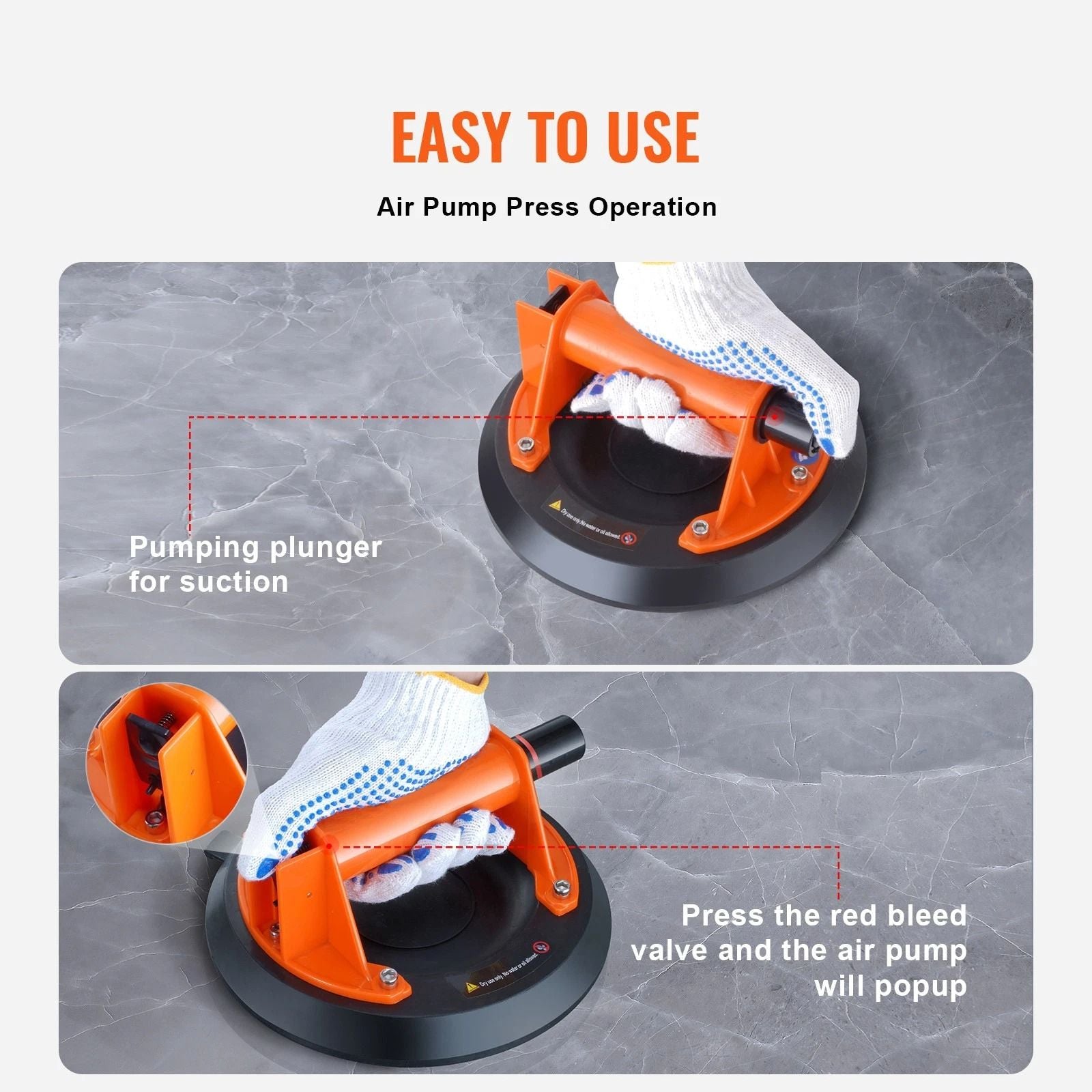 Industrial Grade Vacuum Suction Cup Glass Lifter 8 615 Lbs With ABS Handle PP Box HeavyDuty LeakPro 5