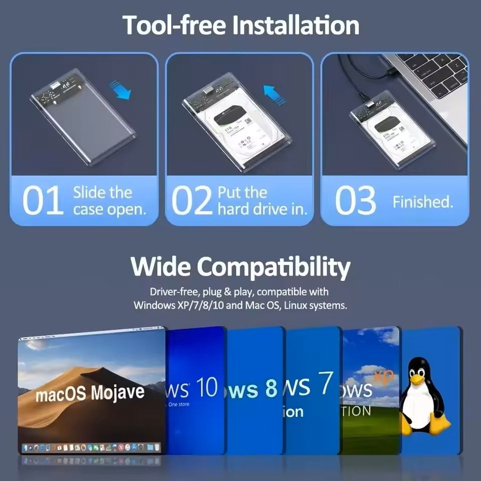 USB 30 And Type C SSD Enclosure For 25 Inch SATA Drives With 5Gbps Transfer Speed 3