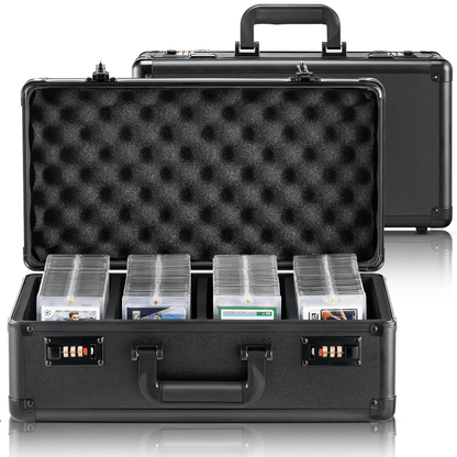 Graded Card Box, High Capacity Sports Card Holder with Coded Lock, Foam Dividers & Protective Aluminum Design